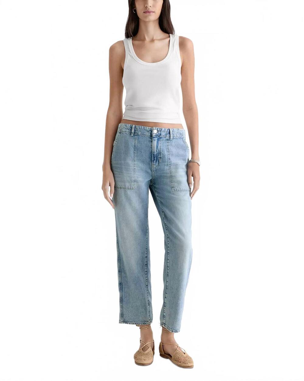 NEW AG JEANS analeigh mid rise utility jeans in wine garden